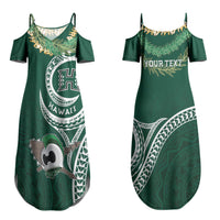 Hawaii Rainbow Warriors Alumni Personalized Couples Matching Summer Maxi Dress and Hawaiian Shirt Ti Maile Lei - Glory For The Warriors