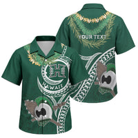 Hawaii Rainbow Warriors Alumni Personalized Family Matching Off Shoulder Maxi Dress and Hawaiian Shirt Ti Maile Lei - Glory For The Warriors