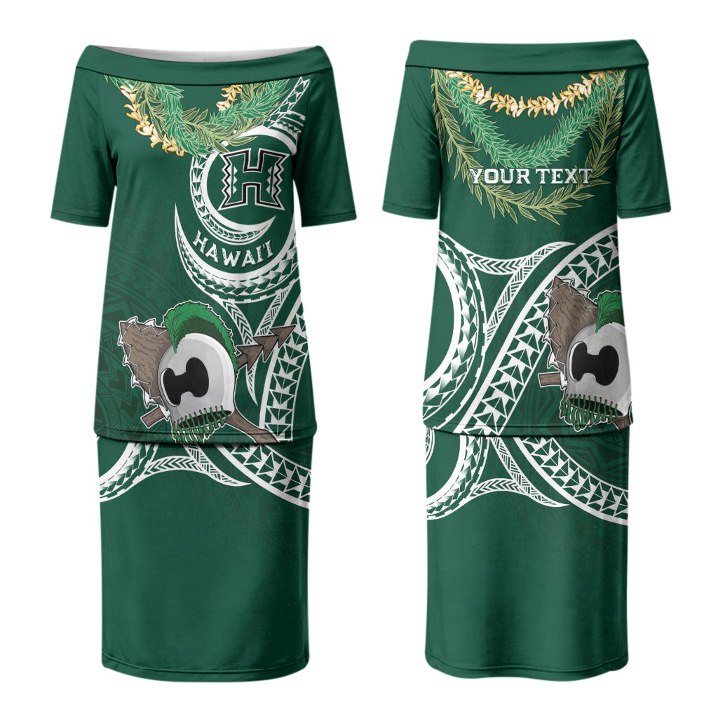 Hawaii Rainbow Warriors Alumni Personalized Family Matching Puletasi and Hawaiian Shirt Ti Maile Lei - Glory For The Warriors