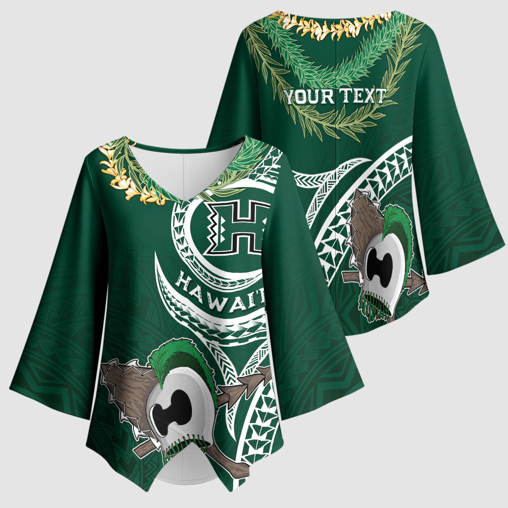 Hawaii Rainbow Warriors Alumni Personalized Kimono Sleeve Blouse Ti Maile Lei - Glory For The Warriors