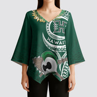 Hawaii Rainbow Warriors Alumni Personalized Kimono Sleeve Blouse Ti Maile Lei - Glory For The Warriors
