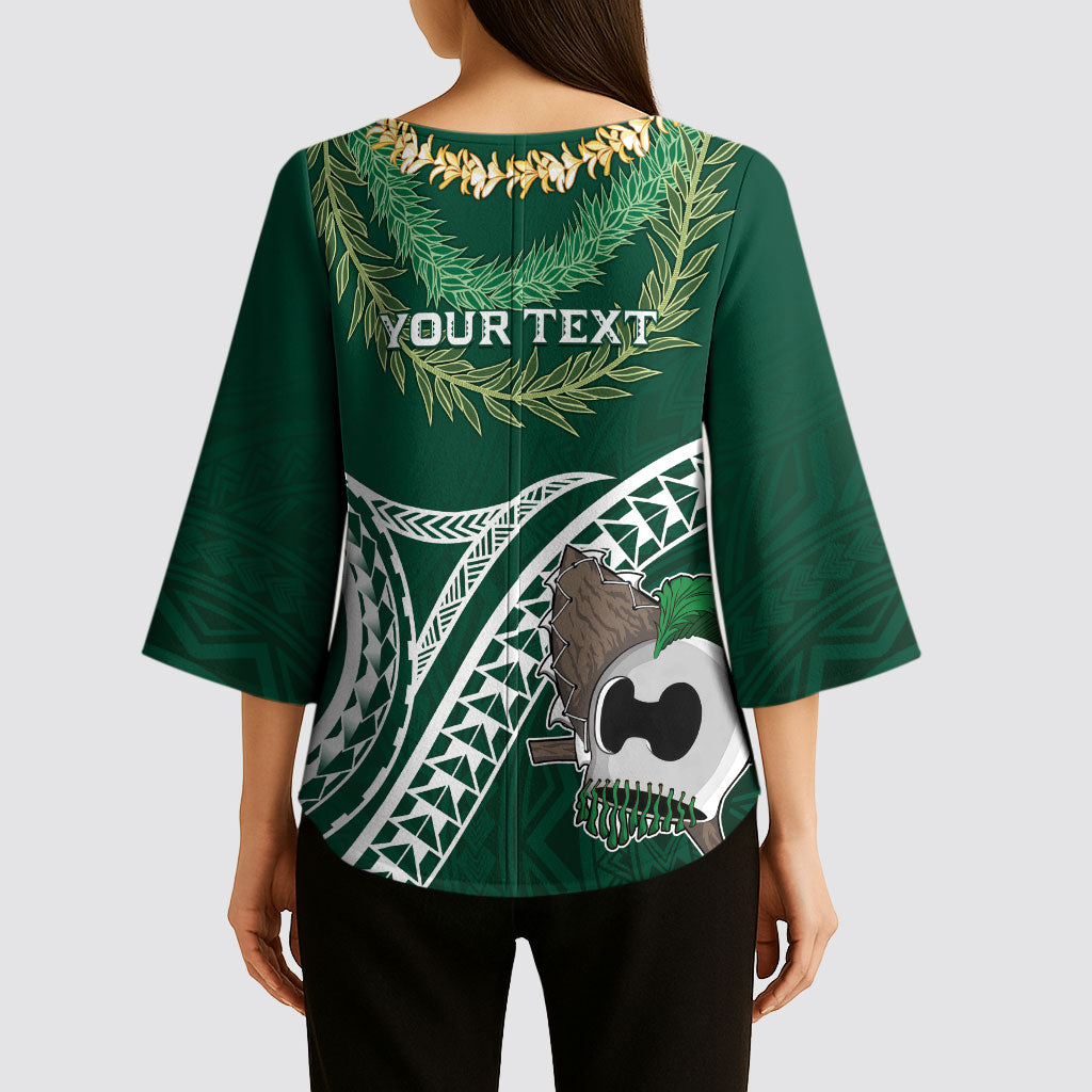 Hawaii Rainbow Warriors Alumni Personalized Kimono Sleeve Blouse Ti Maile Lei - Glory For The Warriors