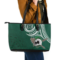 Hawaii Rainbow Warriors Alumni Leather Tote Bag Ti Maile Lei - Glory For The Warriors