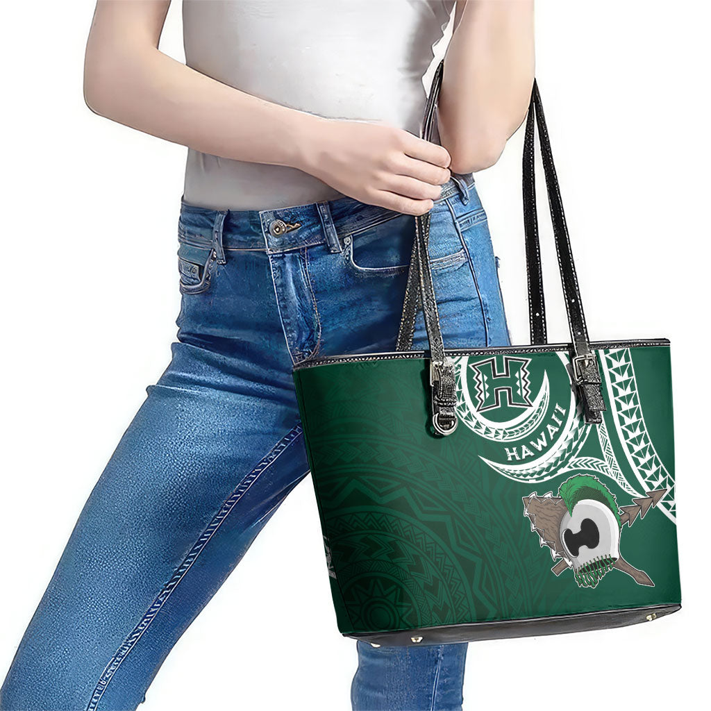 Hawaii Rainbow Warriors Alumni Leather Tote Bag Ti Maile Lei - Glory For The Warriors