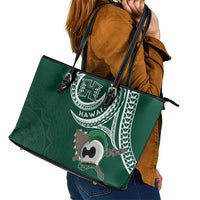 Hawaii Rainbow Warriors Alumni Leather Tote Bag Ti Maile Lei - Glory For The Warriors