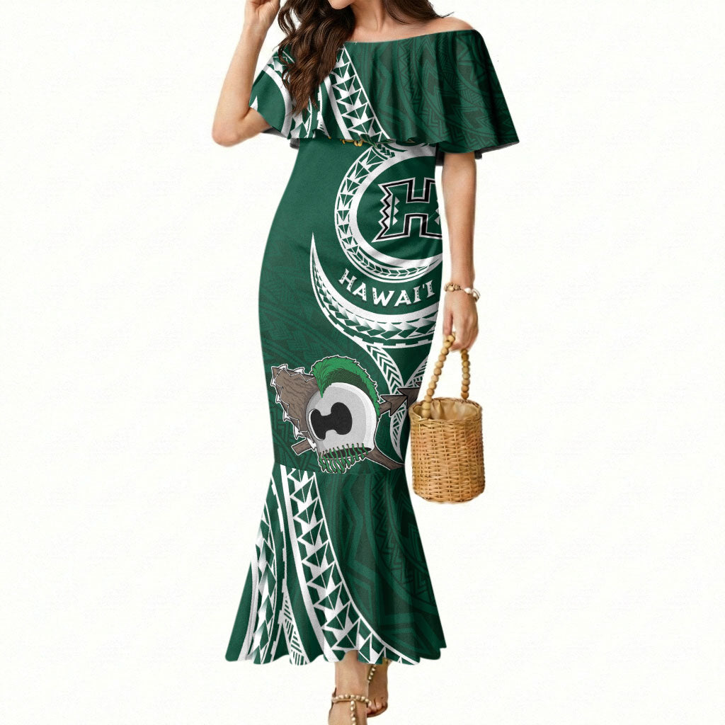 Hawaii Rainbow Warriors Alumni Personalized Mermaid Dress Ti Maile Lei - Glory For The Warriors