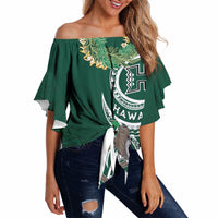 Hawaii Rainbow Warriors Alumni Personalized Off Shoulder Wrap Waist Top Ti Maile Lei - Glory For The Warriors