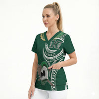 Hawaii Rainbow Warriors Alumni Personalized Scrub Top Ti Maile Lei - Glory For The Warriors