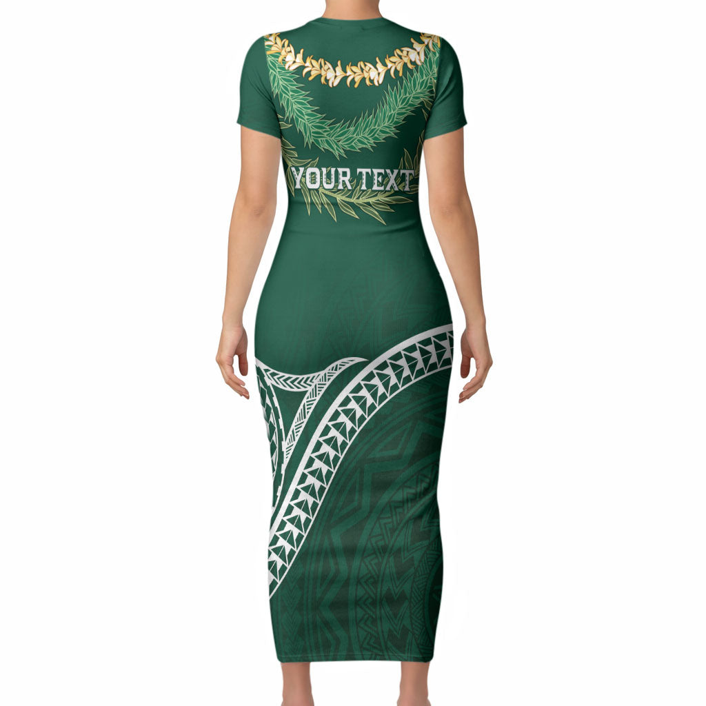 Hawaii Rainbow Warriors Alumni Personalized Short Sleeve Bodycon Dress Ti Maile Lei - Glory For The Warriors