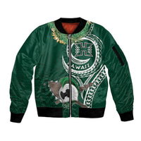 Hawaii Rainbow Warriors Alumni Personalized Sleeve Zip Bomber Jacket Ti Maile Lei - Glory For The Warriors
