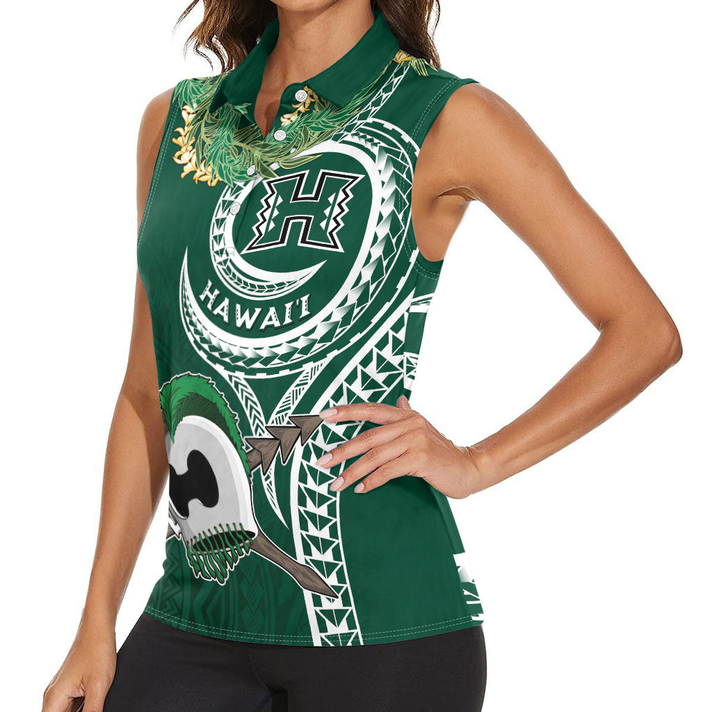 Hawaii Rainbow Warriors Alumni Personalized Women Sleeveless Polo Shirt Ti Maile Lei - Glory For The Warriors