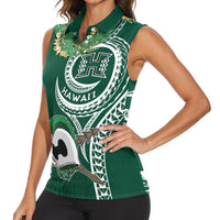 Hawaii Rainbow Warriors Alumni Personalized Women Sleeveless Polo Shirt Ti Maile Lei - Glory For The Warriors