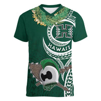Hawaii Rainbow Warriors Alumni Personalized Women V-Neck T-Shirt Ti Maile Lei - Glory For The Warriors