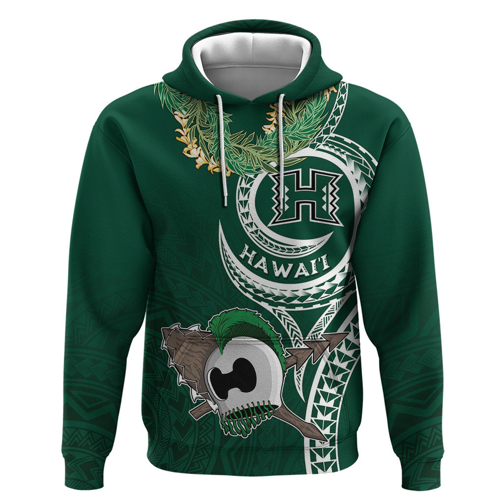 Hawaii Rainbow Warriors Alumni Personalized Zip Hoodie Ti Maile Lei - Glory For The Warriors