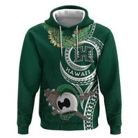 Hawaii Rainbow Warriors Alumni Personalized Zip Hoodie Ti Maile Lei - Glory For The Warriors
