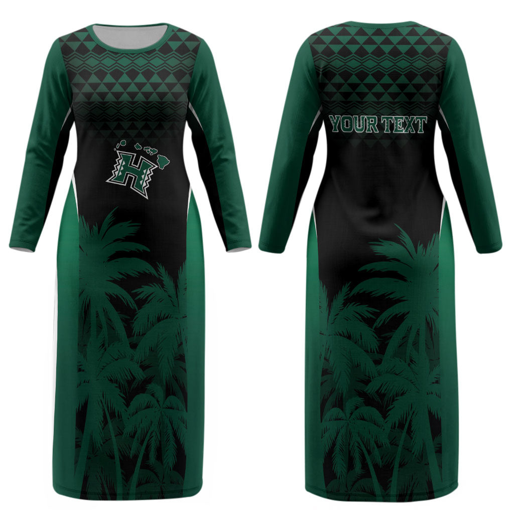 Hawaii Rainbow Warriors La'au Pama Personalized Couples Matching Long Sleeve Bodycon Dress and Hawaiian Shirt