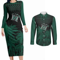 Hawaii Rainbow Warriors La'au Pama Personalized Couples Matching Long Sleeve Bodycon Dress and Long Sleeve Button Shirt