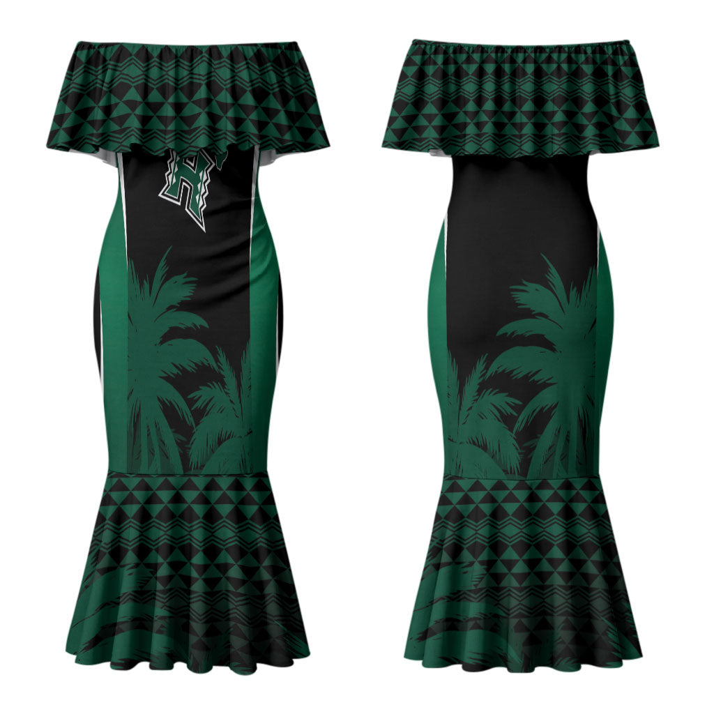 Hawaii Rainbow Warriors La'au Pama Personalized Couples Matching Mermaid Dress and Long Sleeve Button Shirt