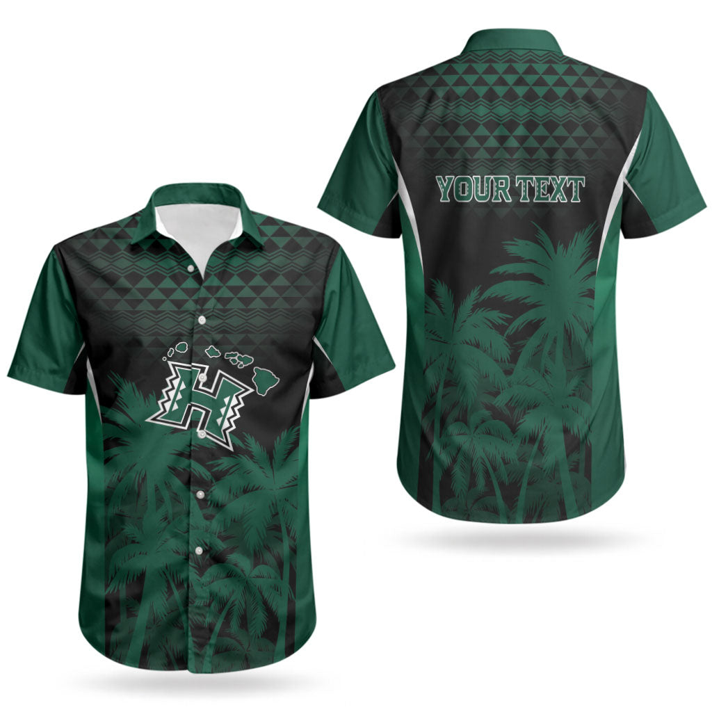 Hawaii Rainbow Warriors La'au Pama Personalized Couples Matching Off Shoulder Short Dress and Hawaiian Shirt