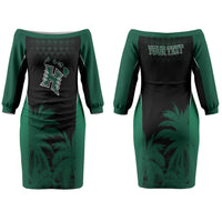 Hawaii Rainbow Warriors La'au Pama Personalized Couples Matching Off The Shoulder Long Sleeve Dress and Hawaiian Shirt