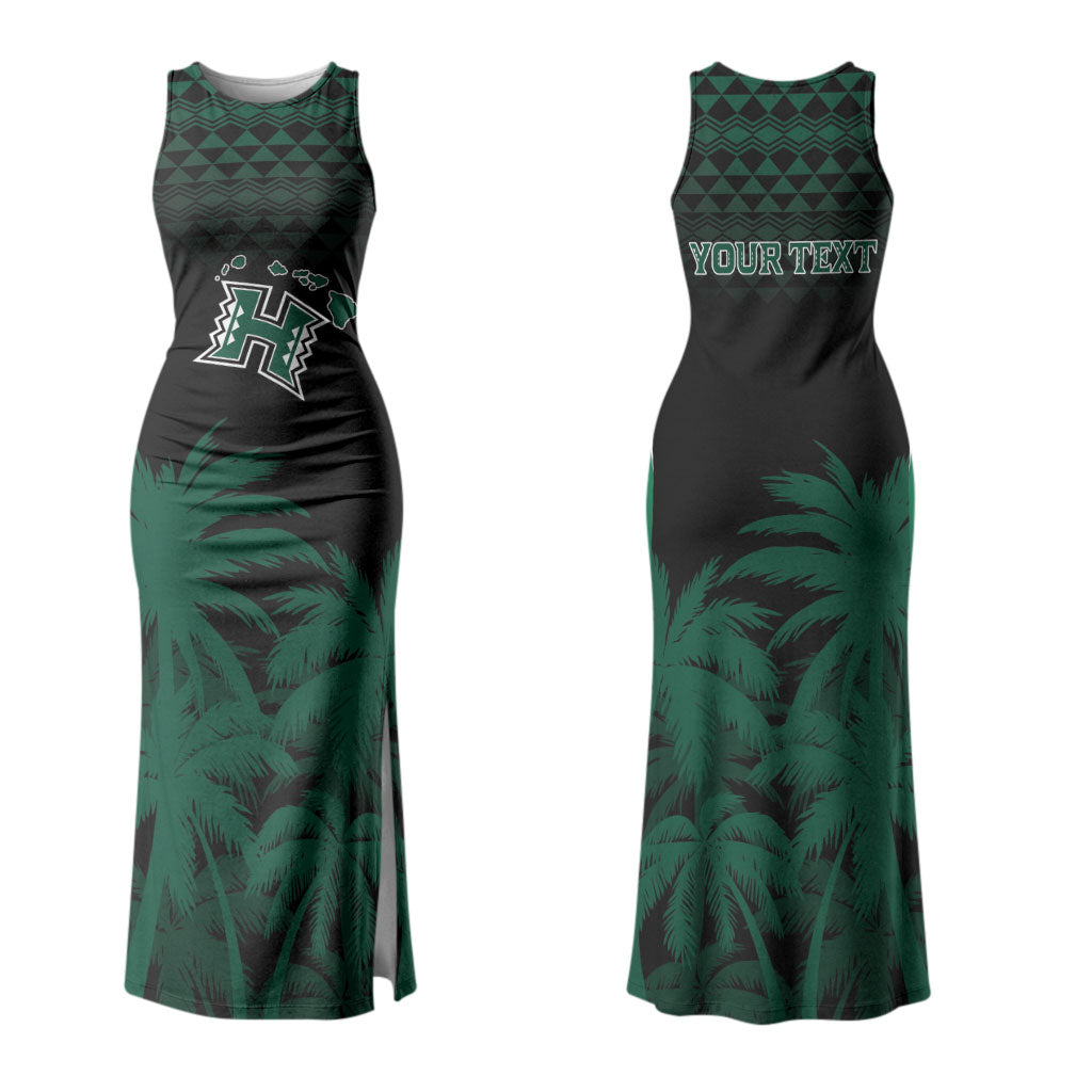 Hawaii Rainbow Warriors La'au Pama Personalized Couples Matching Tank Maxi Dress and Long Sleeve Button Shirt