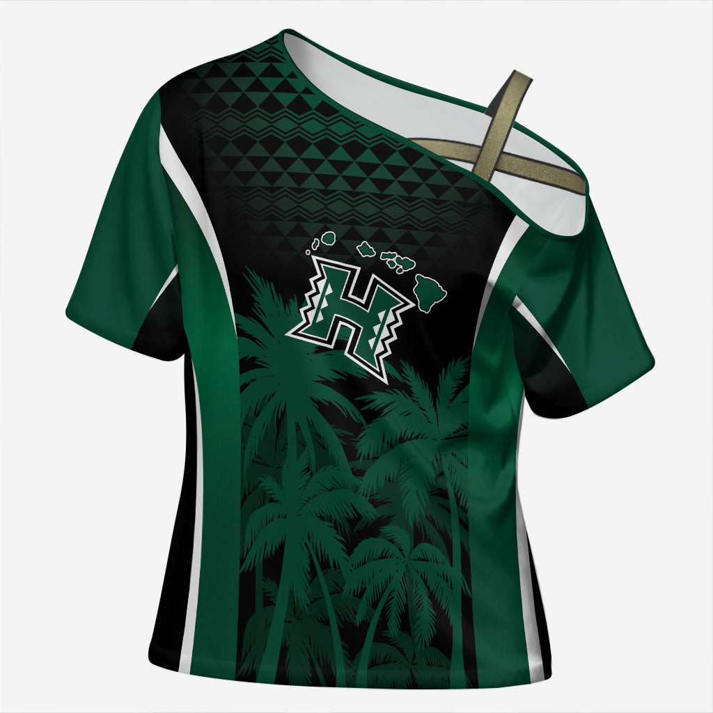 Hawaii Rainbow Warriors La'au Pama Personalized Cross Shoulder Shirt