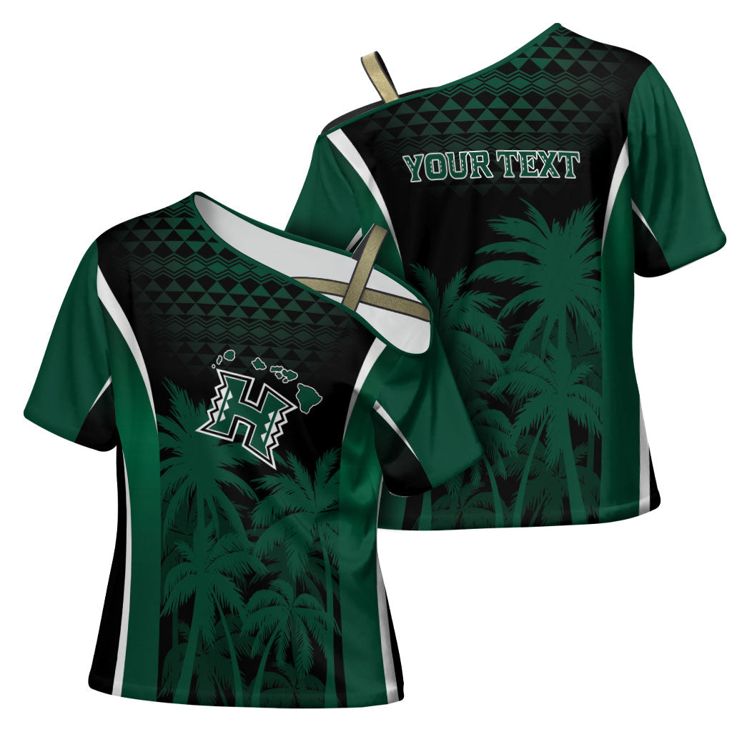 Hawaii Rainbow Warriors La'au Pama Personalized Cross Shoulder Shirt