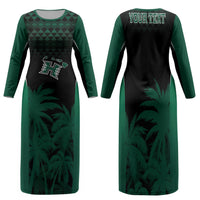 Hawaii Rainbow Warriors La'au Pama Personalized Family Matching Long Sleeve Bodycon Dress and Hawaiian Shirt