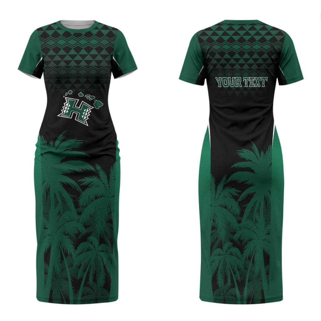 Hawaii Rainbow Warriors La'au Pama Personalized Family Matching Short Sleeve Bodycon Dress and Hawaiian Shirt