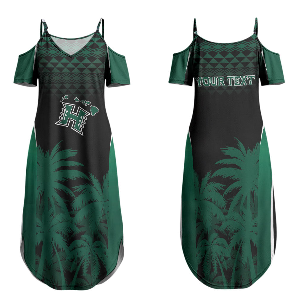 Hawaii Rainbow Warriors La'au Pama Personalized Family Matching Summer Maxi Dress and Hawaiian Shirt