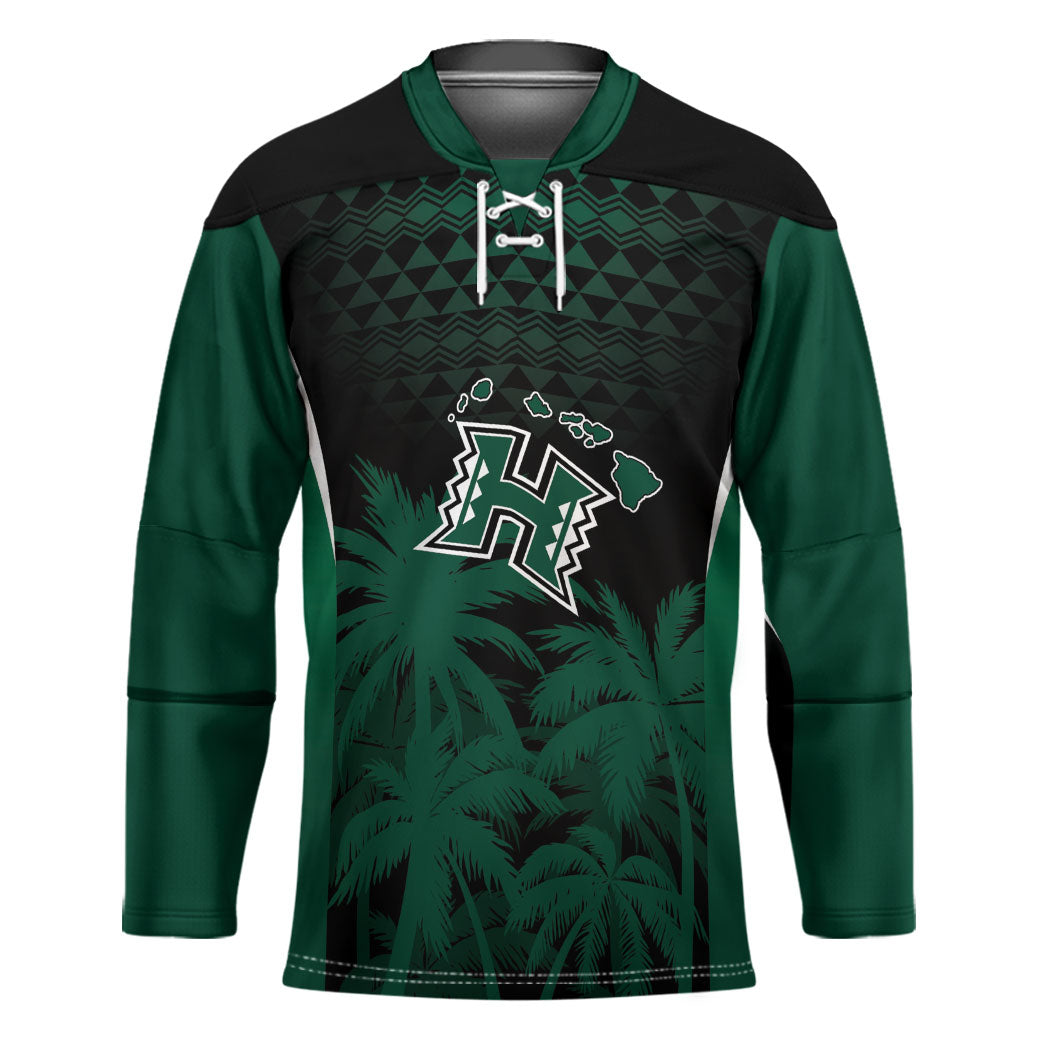 Hawaii Rainbow Warriors La'au Pama Personalized Hockey Jersey LT7 Unisex Black - Polynesian Pride