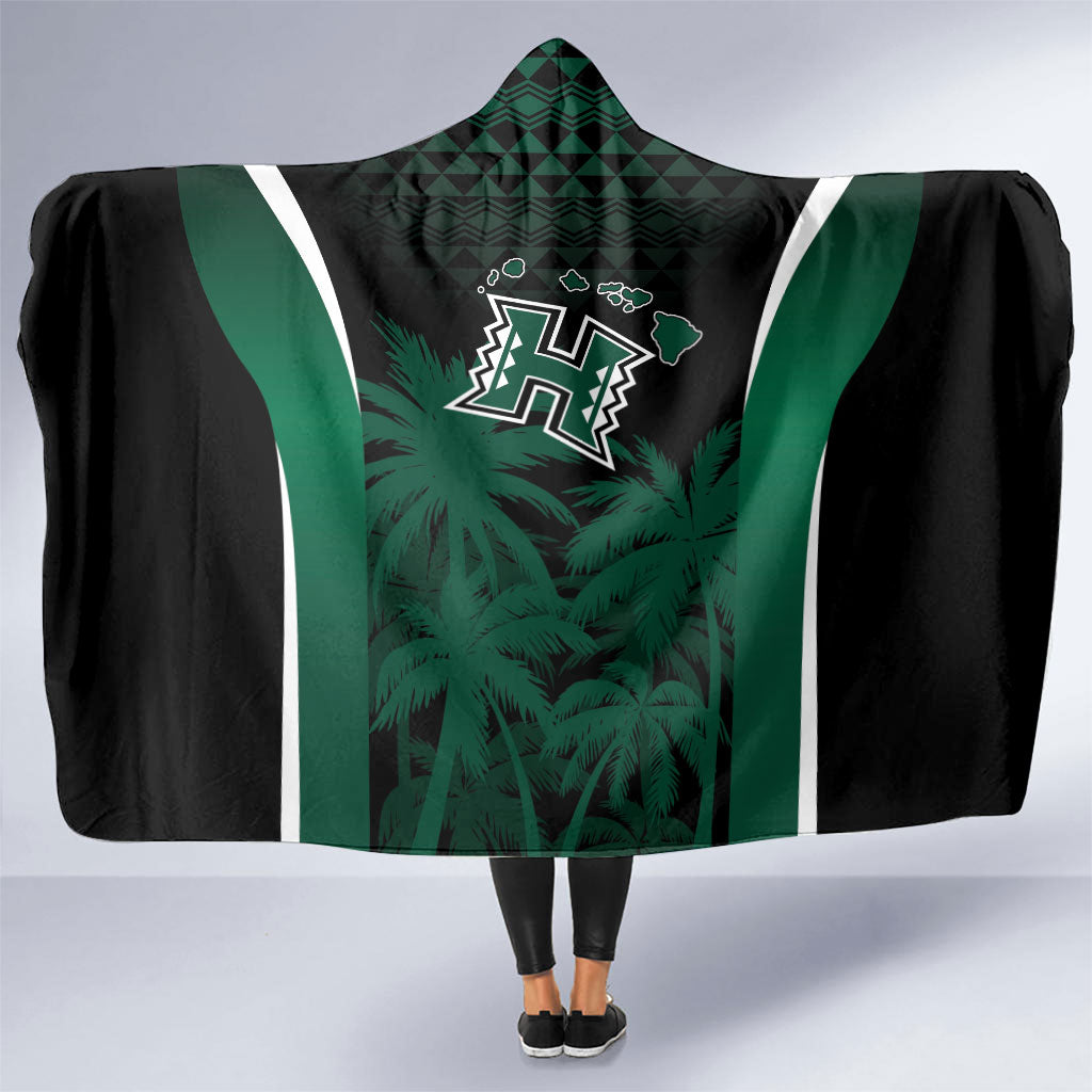 Hawaii Rainbow Warriors La'au Pama Hooded Blanket LT7 One Size Black - Polynesian Pride