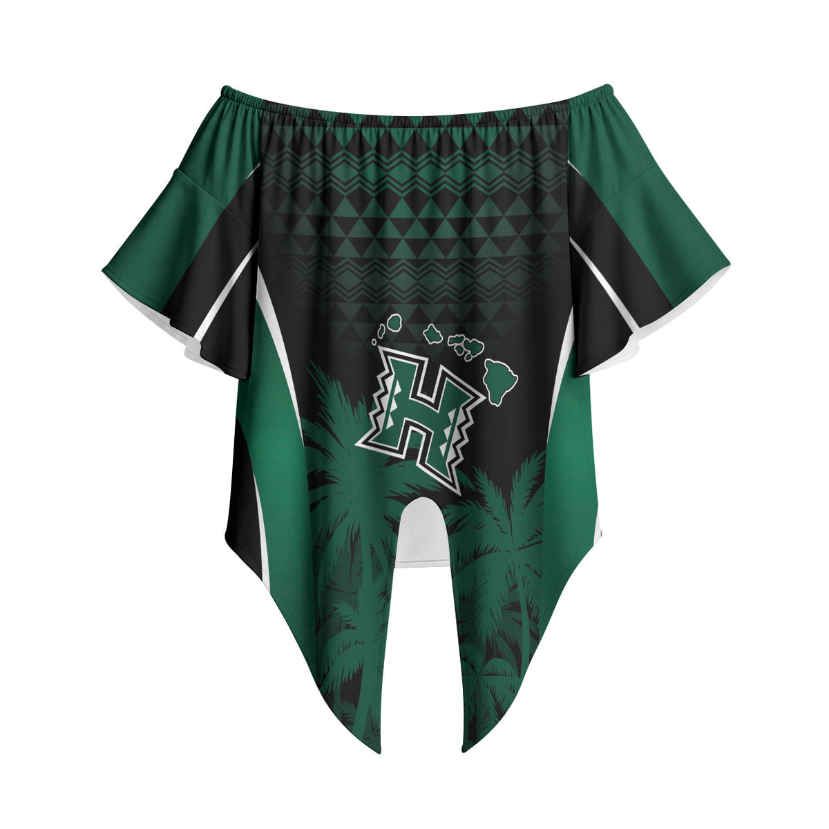Hawaii Rainbow Warriors La'au Pama Personalized Off Shoulder Wrap Waist Top