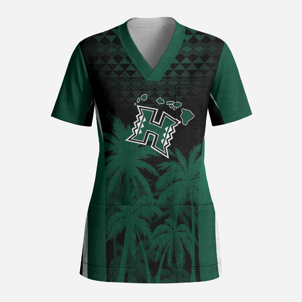 Hawaii Rainbow Warriors La'au Pama Personalized Scrub Top
