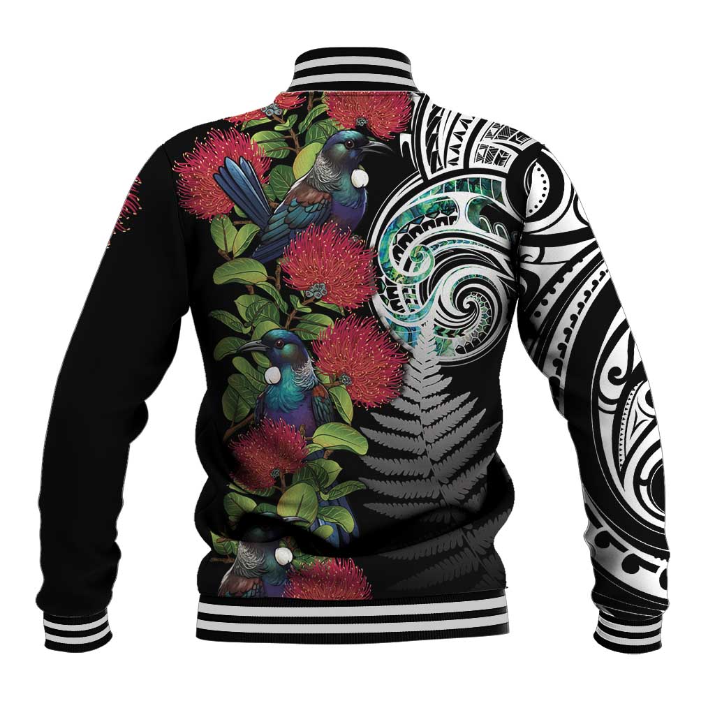 Meri Kirihimete New Zealand Baseball Jacket Tui on Pohutukawa