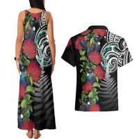 Meri Kirihimete New Zealand Couples Matching Tank Maxi Dress and Hawaiian Shirt Tui on Pohutukawa LT7 - Polynesian Pride