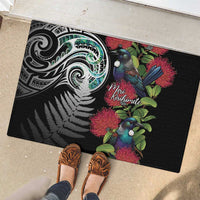Meri Kirihimete New Zealand Rubber Doormat Tui on Pohutukawa