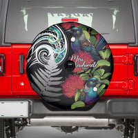 Meri Kirihimete New Zealand Spare Tire Cover Tui on Pohutukawa