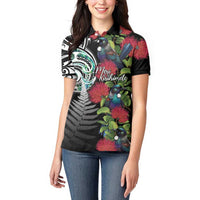 Meri Kirihimete New Zealand Women Polo Shirt Tui on Pohutukawa LT7 - Polynesian Pride