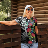 Meri Kirihimete New Zealand Women Polo Shirt Tui on Pohutukawa LT7 - Polynesian Pride