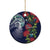 Meri Kirihimete New Zealand Ceramic Ornament Tui on Pohutukawa - Blue Ver