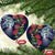 Meri Kirihimete New Zealand Ceramic Ornament Tui on Pohutukawa - Blue Ver