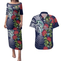 Meri Kirihimete New Zealand Couples Matching Puletasi and Hawaiian Shirt Tui on Pohutukawa - Blue Ver LT7 Blue - Polynesian Pride