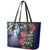 Meri Kirihimete New Zealand Leather Tote Bag Tui on Pohutukawa - Blue Ver