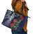 Meri Kirihimete New Zealand Leather Tote Bag Tui on Pohutukawa - Blue Ver