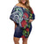 Meri Kirihimete New Zealand Off Shoulder Short Dress Tui on Pohutukawa - Blue Ver