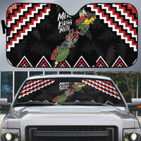 New Zealand Christmas Taniko Poutama Auto Sun Shade Flora Map with Birds - Polynesian Pride