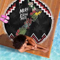 New Zealand Christmas Taniko Poutama Beach Blanket Flora Map with Birds - Polynesian Pride