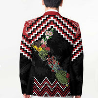 New Zealand Christmas Taniko Poutama Blazer Flora Map with Birds - Polynesian Pride