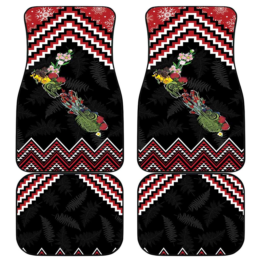 New Zealand Christmas Taniko Poutama Car Mats Flora Map with Birds - Polynesian Pride